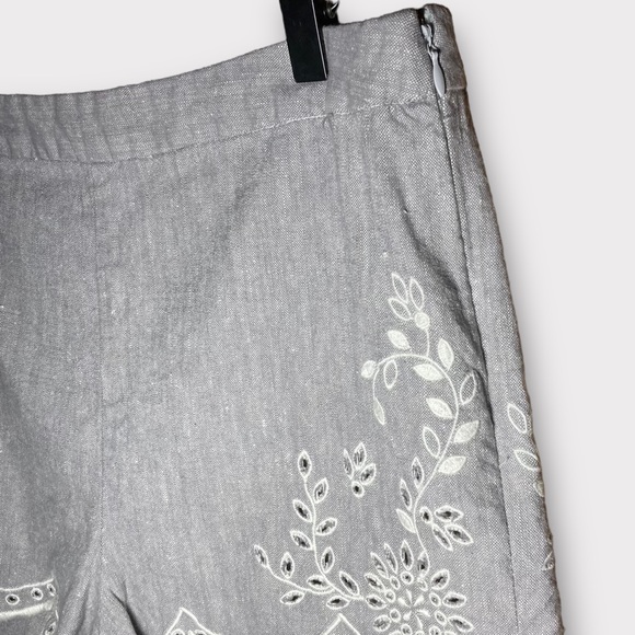 Free People Life's Too Short Scalloped Hem Short Heathered Gray Size 12 Linen - Picture 14 of 15